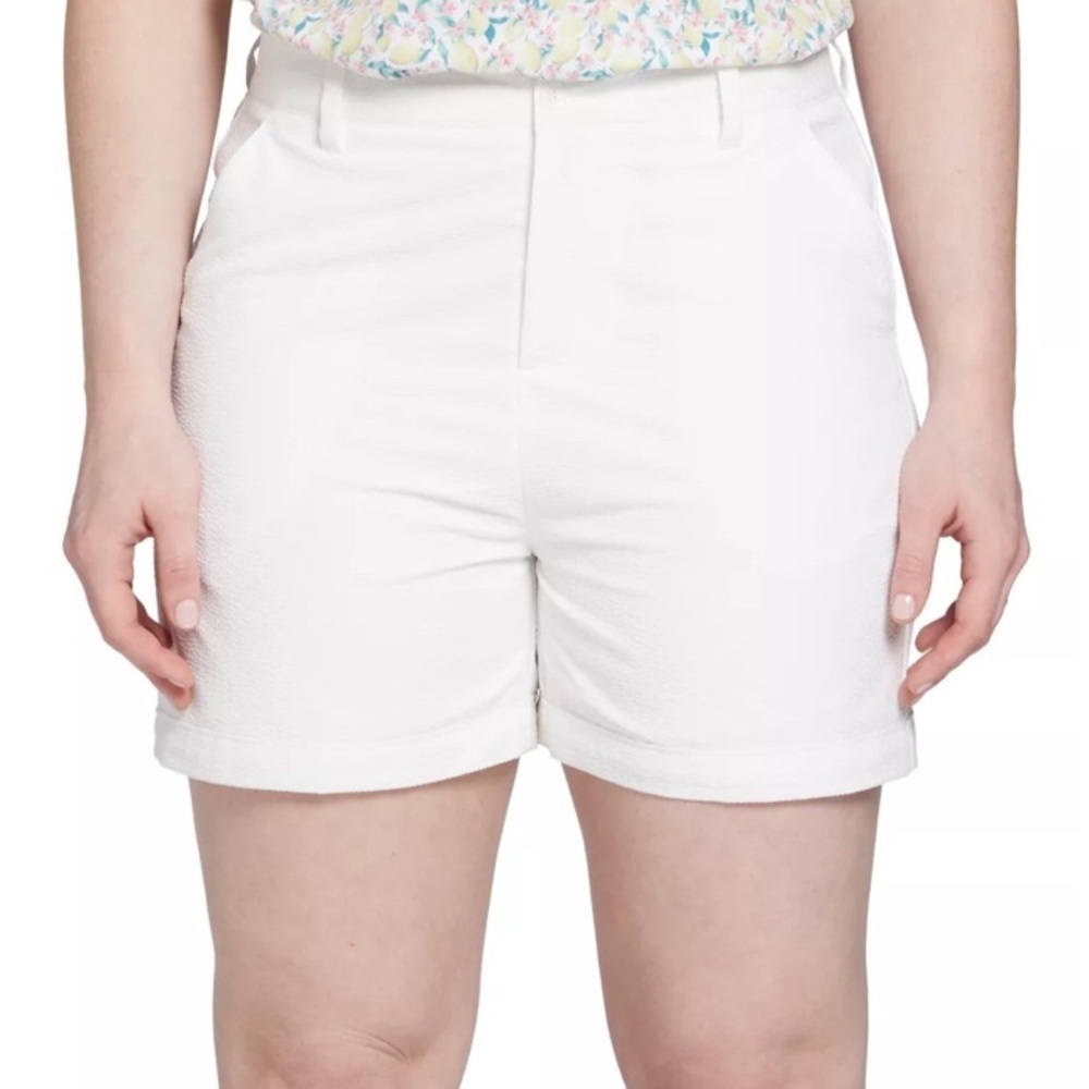 Walter Hagen Clubhouse Traditional 7" Seersucker Golf Shorts White Size 10